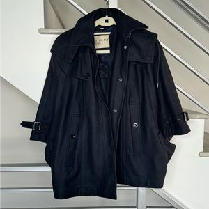 Burberry Cropped Black Cape Jacket in Size 6